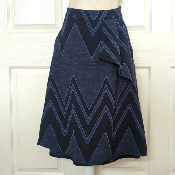 Anthropologie Textured Chevron Midi Skirt - Picture 4 of 11